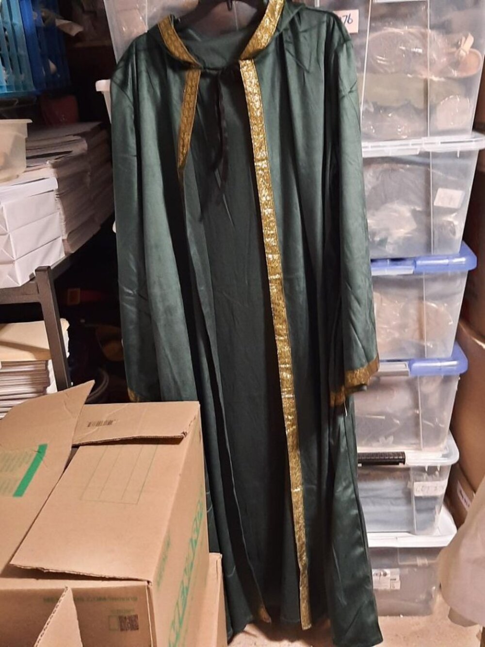 NEW ! Dark Green Velvet Wizard Costume Robe Size L